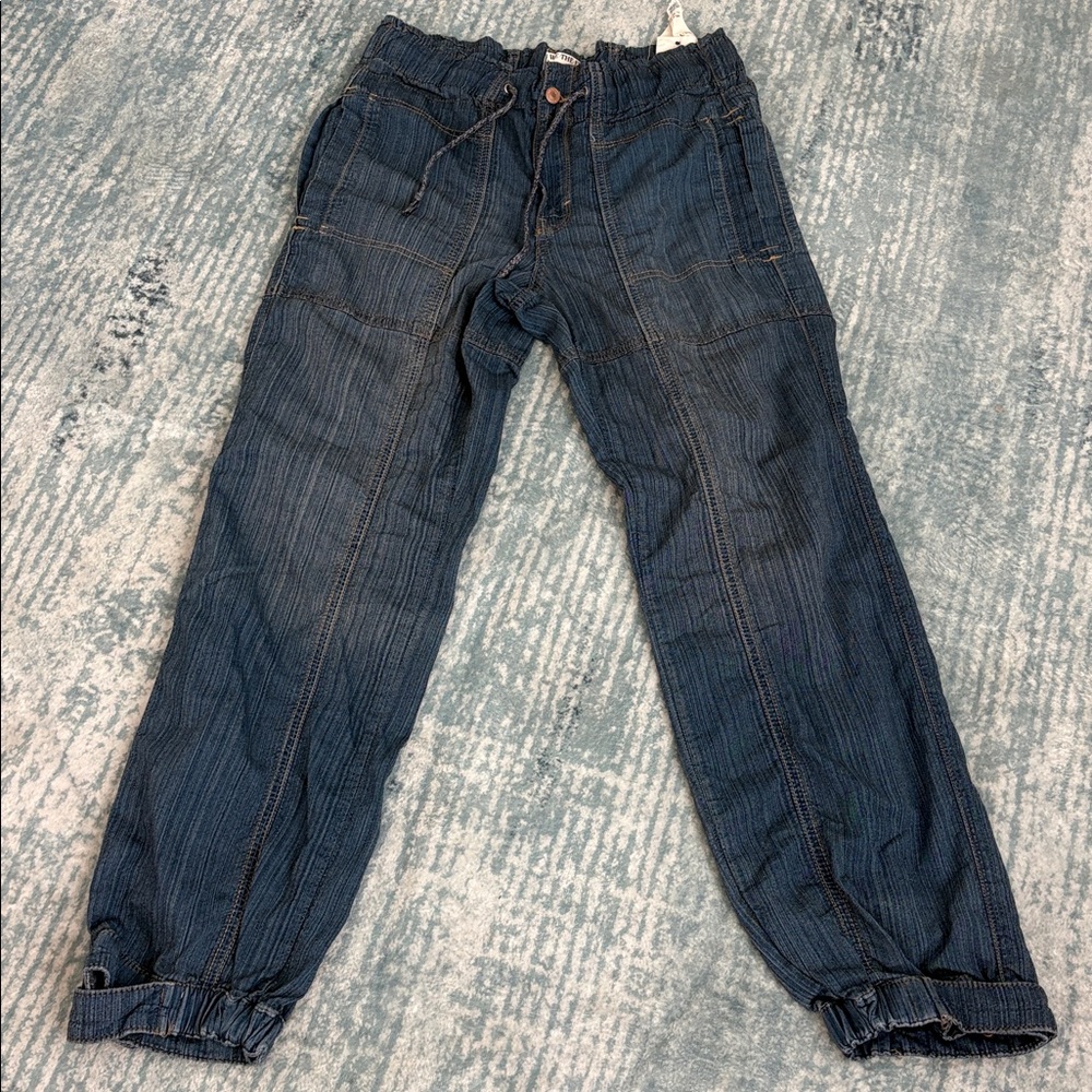 We The Free Relaxed Drawstring Jeans - Blue Stripe